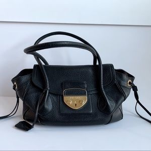 Black Leather Prada Handbag